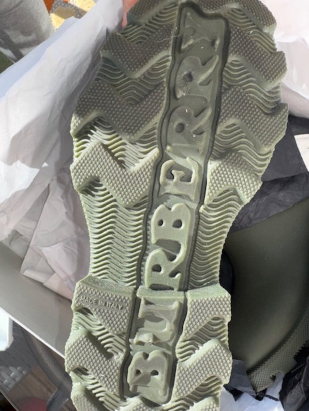 Burberry Marsh Stamp Short Rain Boot in Loch (Olive) Size 37 ($650) - Picture 11 of 11